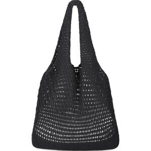 Women's Dark Black Shoulder Shopping Handbag Casual Travel Totes Fold Able Bags